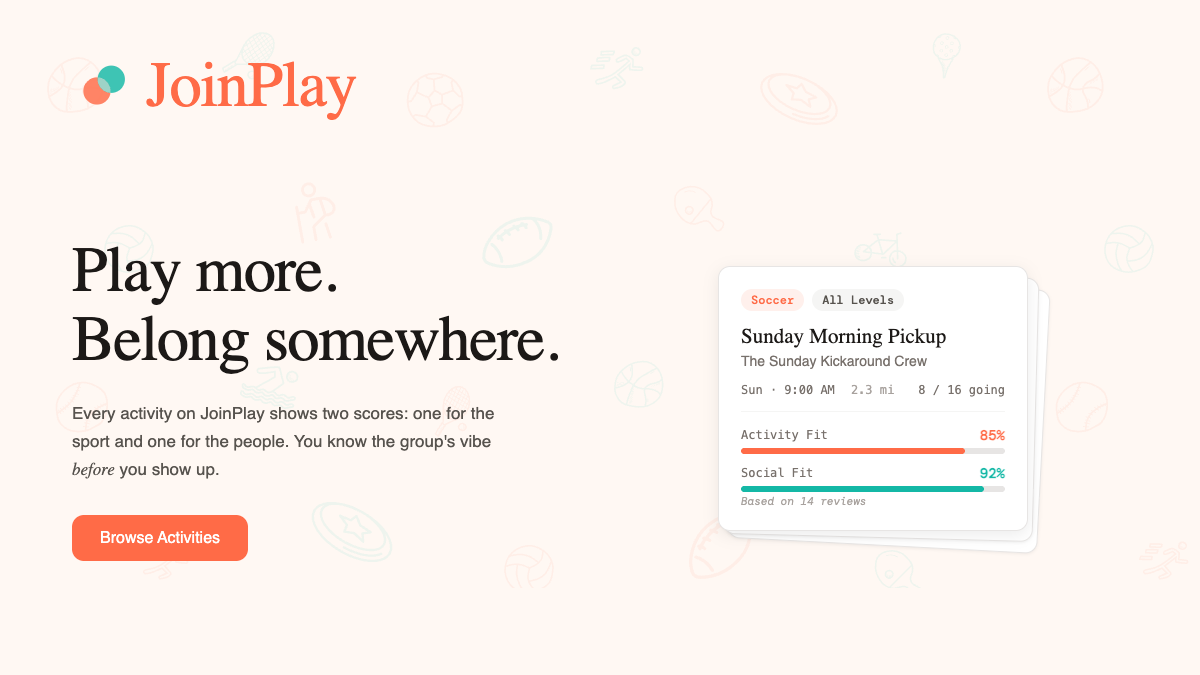 JoinPlay landing screenshot